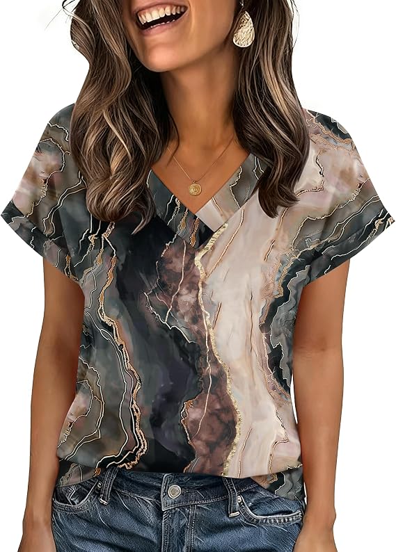 Zeagoo Womens Summer Tops Rolled Short Sleeve Shirts Dressy Casual Blouses | Summer shirts, Cute unique v neck basic tees, Business casual outfits, Fashion loose tunics, Work blouse, Trendy fall tops