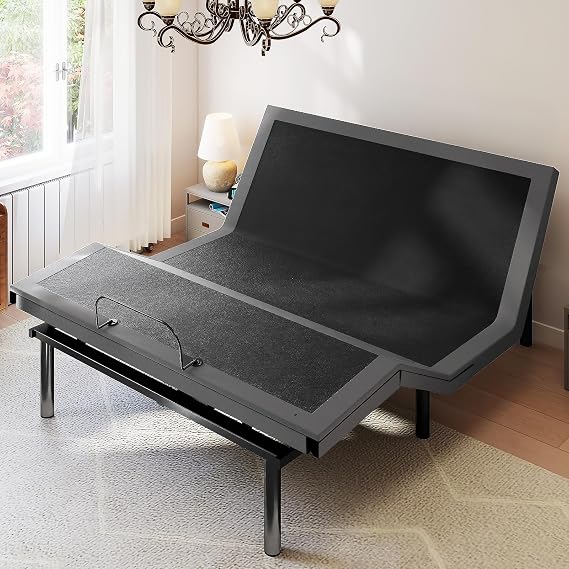 Sweetcrispy Adjustable Bed Frame, Queen Size Bed Frame with Wireless Remote | Electric Bed Queen, Ergonomic Adjustable Bed Frame With Wireless Remote, Head And Foot Incline, Anti-Snore