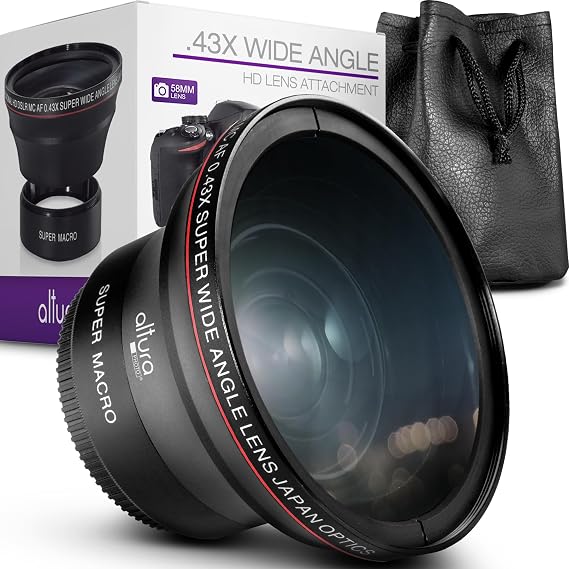 Altura Photo 58mm Wide Angle Lens with Macro for Canon Rebel T7, T6, EOS