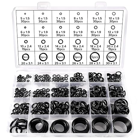 480 PCS 24 Sizes O-Ring Gasket Kit, Nitrile Rubber O-Ring Assortment, Sealing Gasket for Plumbing, Auto Repair, Black