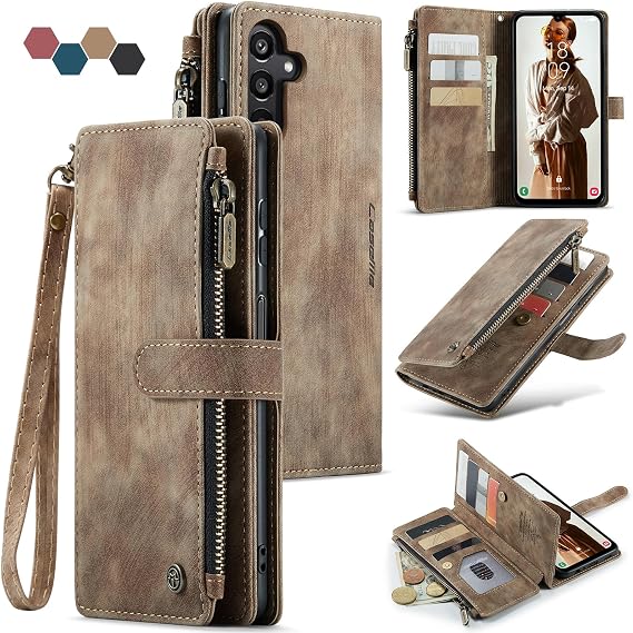 Samsung Galaxy A25 5G Wallet Case with Card Holder,Brown