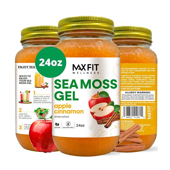 Sea Moss Gel Raw (12 Flavors) 24oz Wildrafted Gold Sea Moss Gel from Saint Lucia | 92 Vitamins and Minerals | Pure Raw+Non-GMO | Vegan Superfood