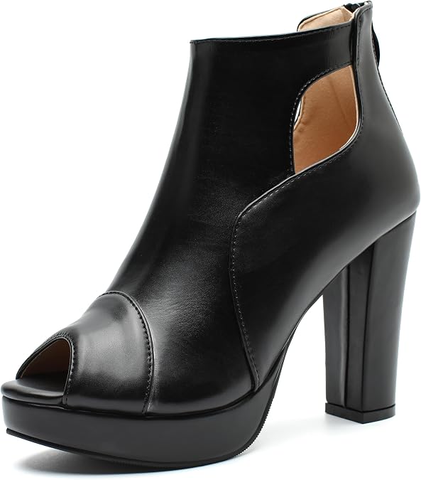 fereshte Women's Peep-Toe Sandals High Chunky Heels Platform Summer Booties