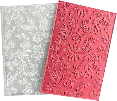 DIYology 3D Filigrees Texture Embossing Folder for Card Making,Swirls Flowers Plastic Texture Embossing Folder Template for DIY Paper Crafting Scrapbooking Polymer Clay Decoration