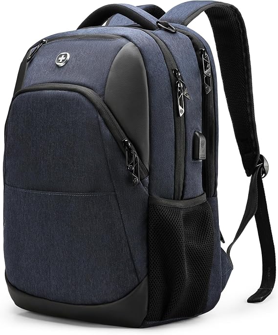 Swissdigital Design Large Business Laptop Backpack with Smart USB Charging Port Travel Backpack Fits 15.6 inches laptops
