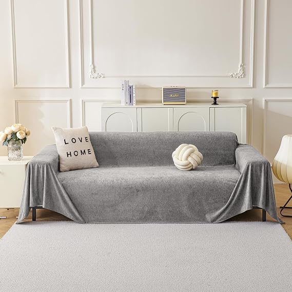 MYSKY HOME Sofa Cover Scratch Protection Sofa Cat - Sofa Cover 2 Seater Sofa Throw Washable Couch Cover L Shape Throw Blankets for Sofa Protective Blanket Sofa Protector 180 x 300 cm Grey