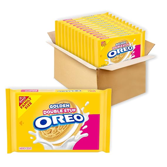 OREO Double Stuf Golden Sandwich Cookies, Family Size, 12-18.71 oz