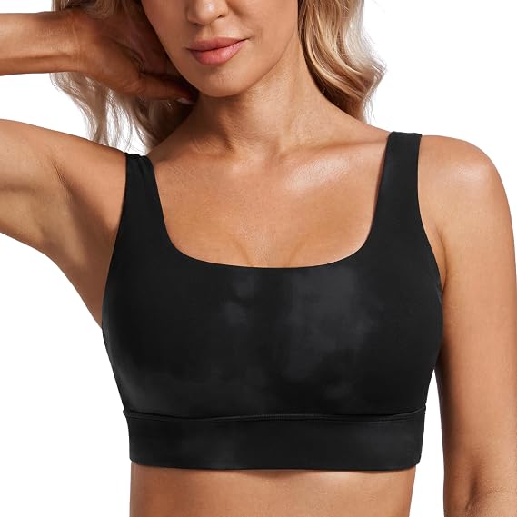 CRZ YOGA Butterluxe U Back Sports Bras | Light Support, Removable Pads, Yoga, Extremely Soft, Longline, Scoop Neck, Wide Straps, for Women