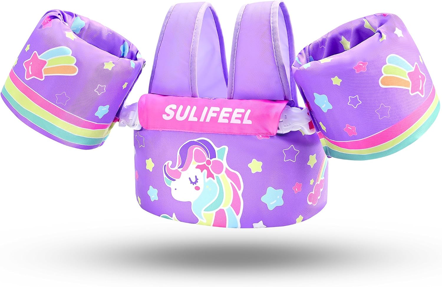 SULIFEEL Toddler Swim Vest for 20-66 lbs Kids Floaties Swim Jacket with Arm Water Wings for Girls Boys 2 3 4 5 6 7 Years Old Sea Beach Pool