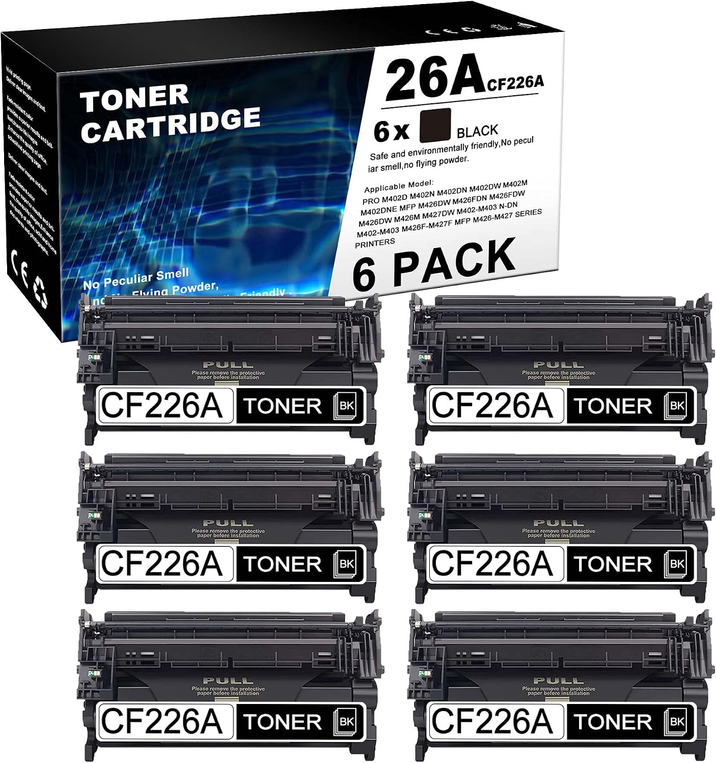 JETACOLOR Compatible Toner Cartridge Replacement for HP 26A | CF226A Pro M402dn M402dw MFP M426dw M426fdn M426fdw M426dw M426m M427dw M402-M403 M426f-M427f M426-M427 Series Printer Toner 6-Black
