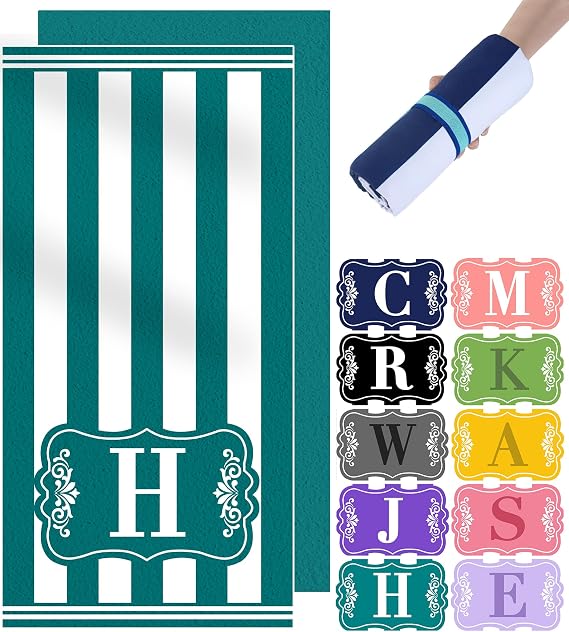 Oversized Microfiber Monogrammed Beach Towel Hawaii Travel Essential Personalized Custom Customized Monogram SandFree Quick Dry Women Men Honeymoon Wedding Couples Toallas De Playa