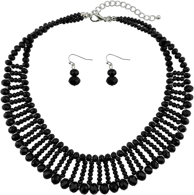 Bocar Multi Rows Collar Bib Soiree Costume Handmade Necklace Set Statement Strand Crystal Necklace for Women (NK-10600)