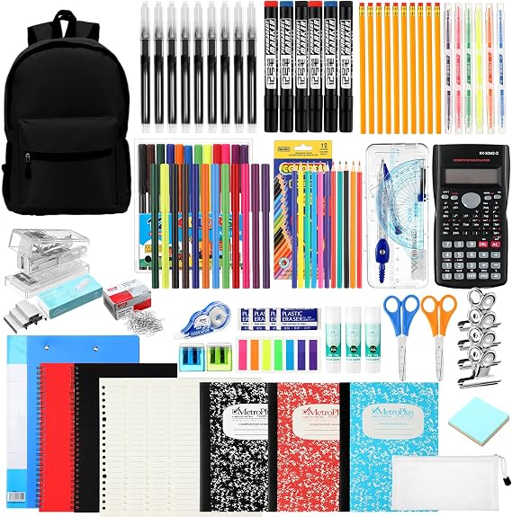 Gilprop 81 Pcs School Supplies Kit Back to School Supply Bundle, Black
