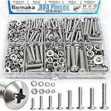 333PCS Machine Screws Nuts and Bolts Assortment Kit, Stainless Steel Bolts 9 Sizes M3 M4 M5 M6 Phillips Pan Head Hardware Screws Assortment Kit, Assorted Bolts, Nuts and Washers Kit