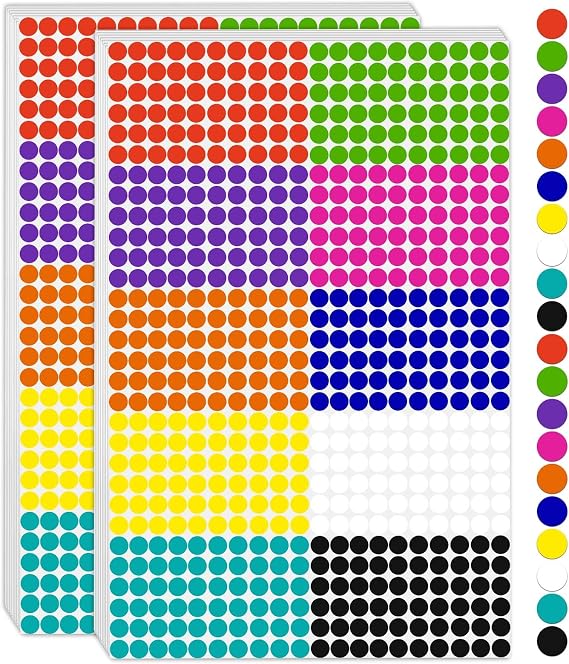 KEYBOO 6000 Pcs Small Dot Stickers 1/4" Circle Dot Stickers Round Color Coding Label Sticker, Colored Small Stickers Tiny Sticker for Toddlers Mini Stickers in 10 Colors for Office,Classroom
