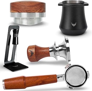 54mm Espresso Tool kit for Breville - 54 mm Dosing Cup, Bottomless Portafilter, Coffee Leveler, Calibrated Tamper, WDT Tool - Tamping Kit