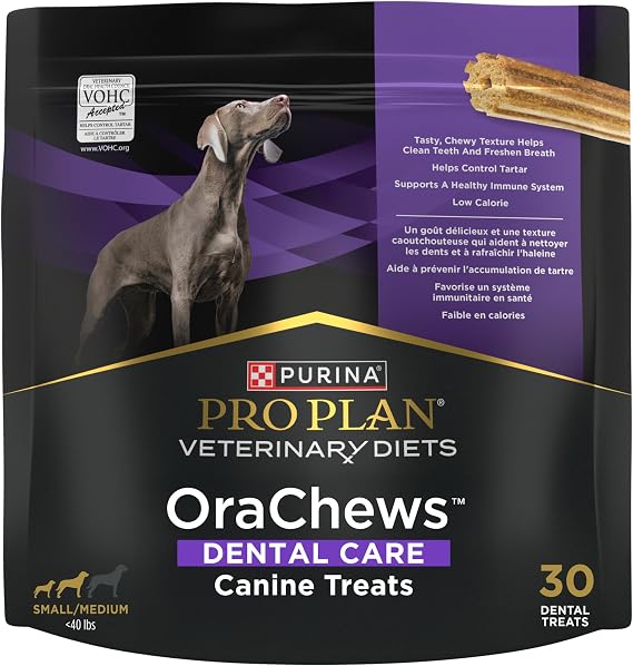 Purina Pro Plan Veterinary Diets OraChews - Small and Medium Breed Dental Chews for Dogs 30 Treats
