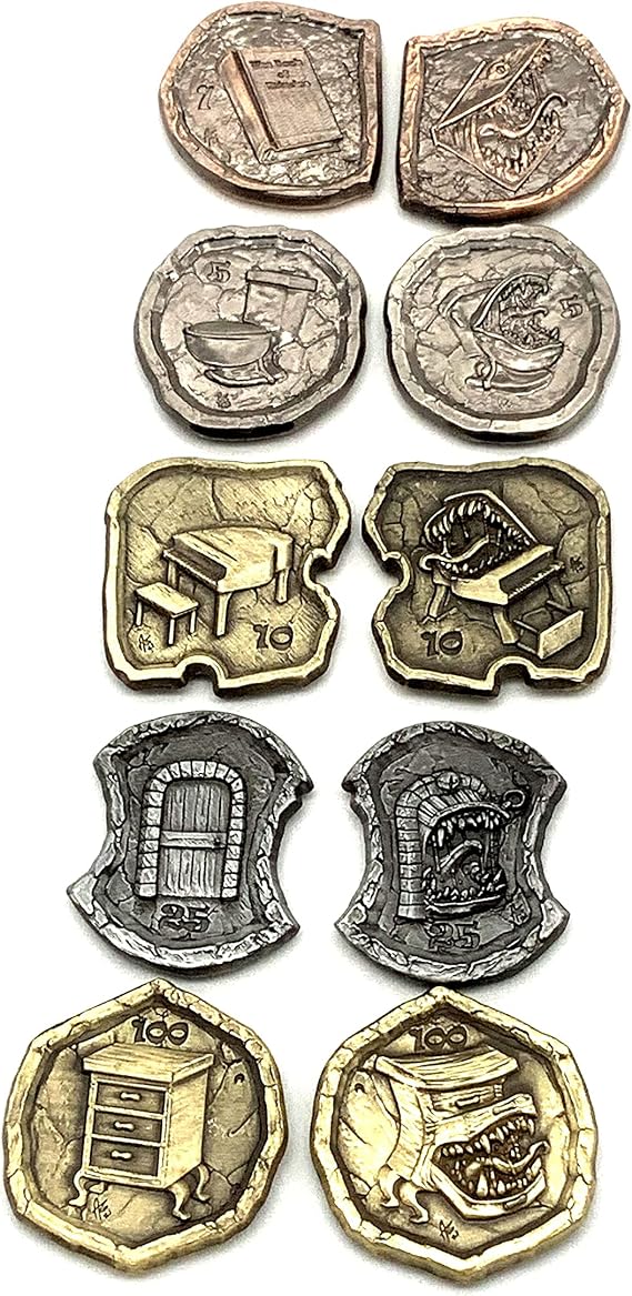 DND Monster Adventure Coins - Mimics (Set of 10 Metal Plated Novelty) RPG LARP Role Playing Games