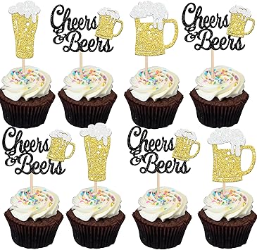 24pcs Dessert-Decorating Cupcake Toppers, Black, CAKE_TOPPER for Wedding, Baby Shower, Birthday