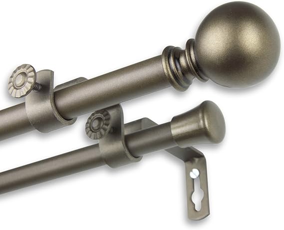 Rod Desyne Luna Double Curtain Rod, 28"-48", Antique Gold