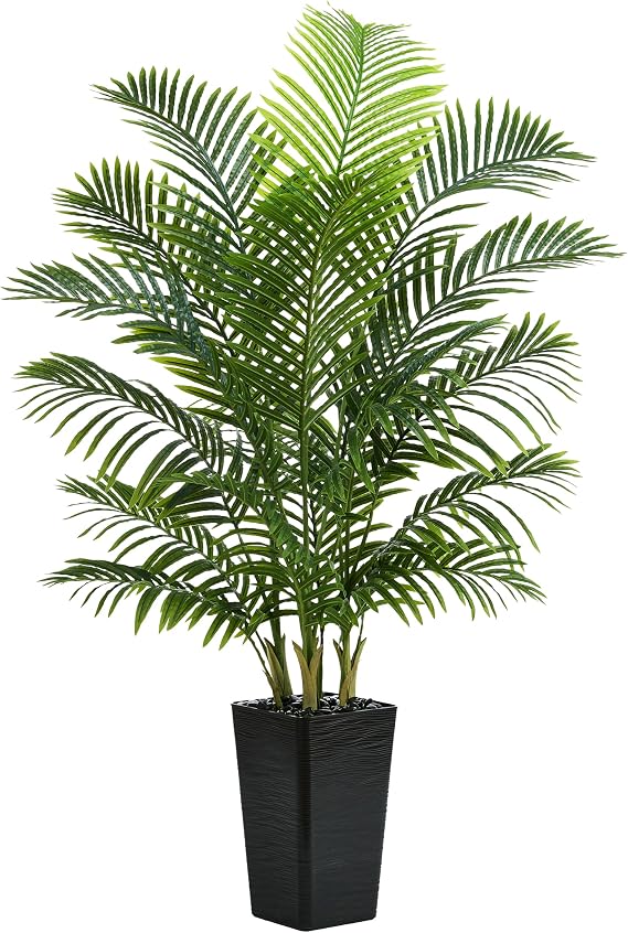 150 cm Artificial Palm Tree Plants Large Artificial Plants Like Real Artificial Plant with Black High Planter Areca Palm Tree for Living Room Balcony Bedroom Office Fake Artificial Plant