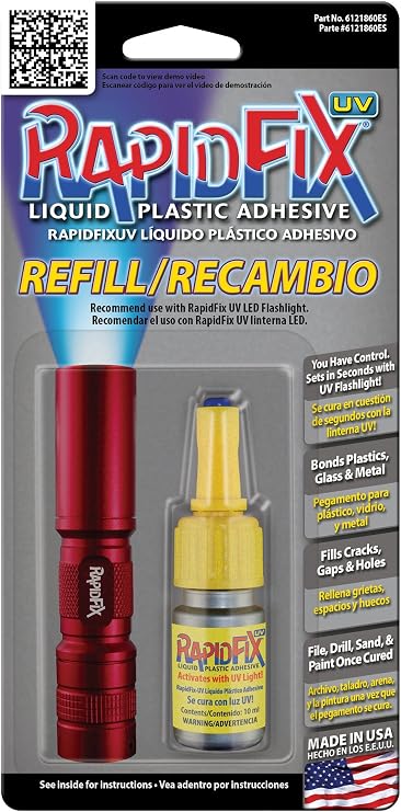 RapidFix UV Liquid Plastic Adhesive 10ml Single Pack Refill