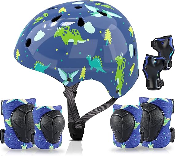 Kids Helmet with Knee Pads Elbow Pads and Wrist Guards,Child Protective Gear for Boys Girls Age 3-5-8 Years fit Roller Skates, Skateboarding, Scooter Bicycle Skate Scooter Skateboard