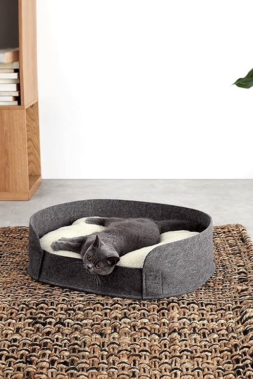 Bundera Zeus Gray Cat Bed - Pet Plush Cushion, Nest and Hut
