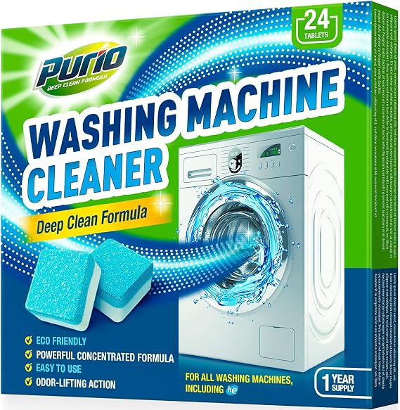 Washing Machine Cleaner Tablets 24-Ct Deep Cleaning Formula Washer Machine Cleaner Top Load & Front Load Standard & HE Washers