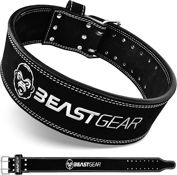 Beast Gear Weight Lifting Belt - Leather Power Lifting Belt for Men,10mm Thick Weightlifting Belt for Deadlifts, Back Support Squats Belts for Powerlifting, Crossfit Gym Belt for Men Women