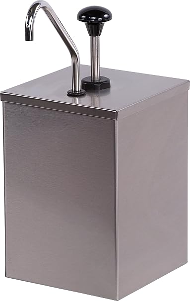 Carlisle FoodService Products Condiment Rail Condiment Center with Metal Pump for Gas Stations, Restaurants, Stainless Steel, 7.25 x 7.25 x 15.5 Inches, Silver