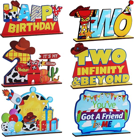 Two Infinity & Beyond Table Centerpieces for 2nd Birthday Party Decorations