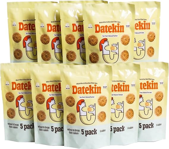 Datekin Date Filled Whole Wheat & Bran Cakes (5 Pack) – No Added Sugar, High Fiber Healthy Snack – Made with Olive Oil & 40% Natural Fruit Centre – Lunchbox Friendly & Guilt-Free 5 Pack