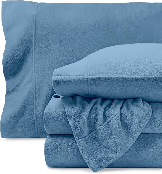 Bare Home Super Soft Fleece Sheet Set (Split King, Coronet Blue) | Extra Plush Polar Fleece, No-Pilling Bed Sheets, All-Season, Cozy Warmth, Deep Pockets 6 to 15 Inches