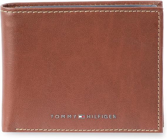 Tommy Hilfiger Mens Two-Tone Leather Slim Bifold Wallet with ID Window