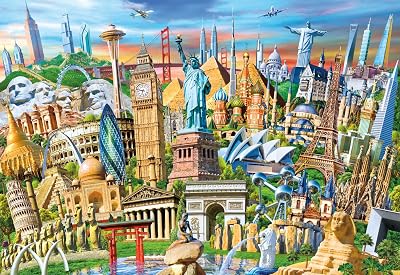 Buffalo Games - Adrian Chesterman - World Landmarks - 2000 Piece Jigsaw Puzzle for Adults - Challenging Puzzle Perfect for Game Nights - Finished Size is 38.50 x 26.50