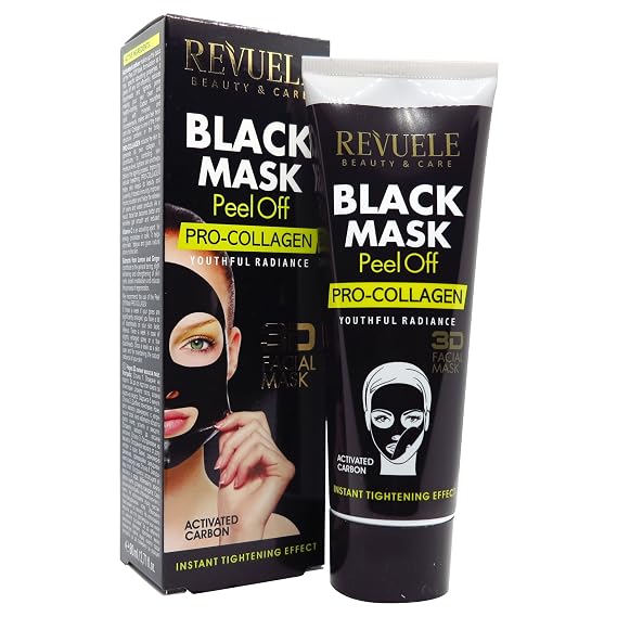 Revuele Black Activated Charcoal Mask Peel Off Pro Collagen 3D Facial Skincare
