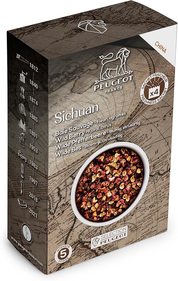 Peugeot Sichuan Chinese Red Peppercorns, 40 g - 4 fresh sachets of 10g