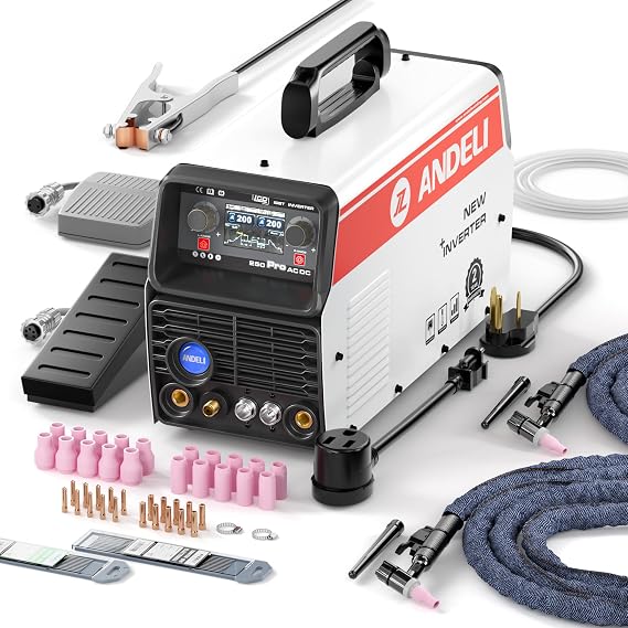 ANDELI 110V/220V 200AMP Aluminum Welding Machine TIG Welder with AC DC Pulse Cold TIG Welding Machine TIG-250Pro ACDC