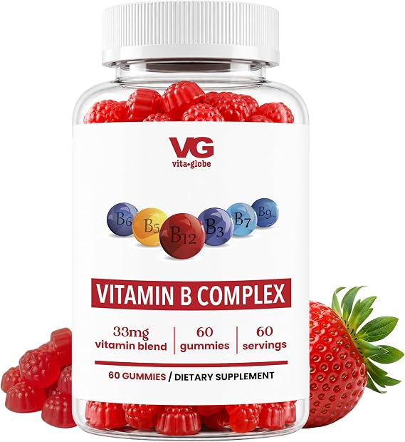 VITA GLOBE B Complex Gummies 5000mcg for Hair Skin Nails Growth, Non-GMO