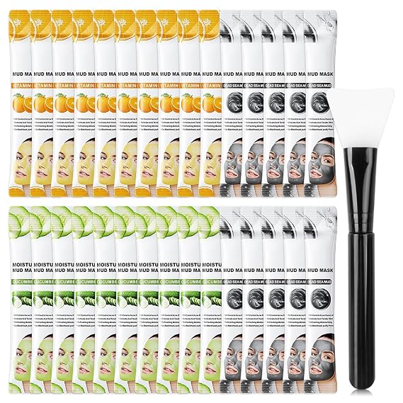 30PCS Clay Mask for Face,Vitamin C,Dead Sea Mud,Cucumber Mud Mask Set,Deep Cleansing Blackhead Remover Facial Skin Care Set,Moisturizing Face Masks for Women,Face Masks Gift Set