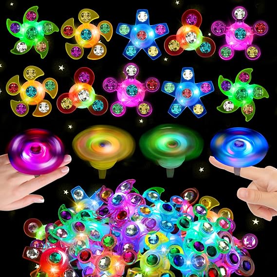 24PCS Light Up Fidget Spinner Ring Glow Party Favors Bulk for Kids 4-8 8-12