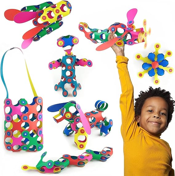 Clixo Rainbow Pack, Flexible Magnetic Building Toys for Kids (42 Pc, 4+) | Flexible Imagination STEM magnet toys for travel. Unique Creative gifts for kids ages 4+. Endless 3D magnetic building fun