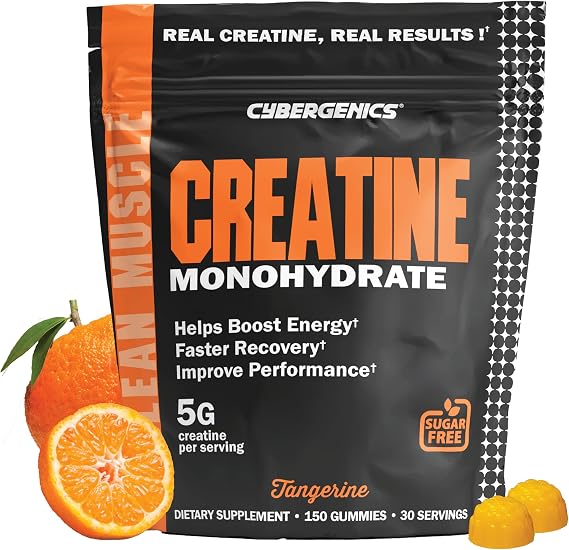 Creatine Monohydrate Gummies 5g Pure Creatine per Serving for Muscle Strength, Recovery, Energy & Cognitive Support Sugar-Free, Natural Tangerine Flavor 150 Gummies for Men & Women