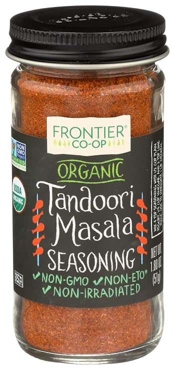 Frontier Co-op Organic Tandoori Masala Seasoning, Paprika, Cumin, Coriander, Garlic, Ginger, Cardamom Spice Blend | 1.8 Ounce (Pack of 1)