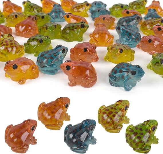 Miniature Frogs Figurines 50PCS Mini Frogs Fairy Garden Frogs Resin Frogs Figurine Moss Landscape Decoration DIY Craft Home Decor