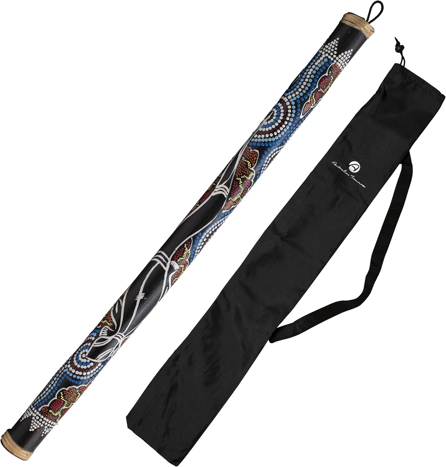 Rainmaker Instrument 80 cm Relief Painted Bamboo Wood - Rain Rattle Sound Healing - Wooden Percussion Rain Stick with Nylon Bag for Children & Adults