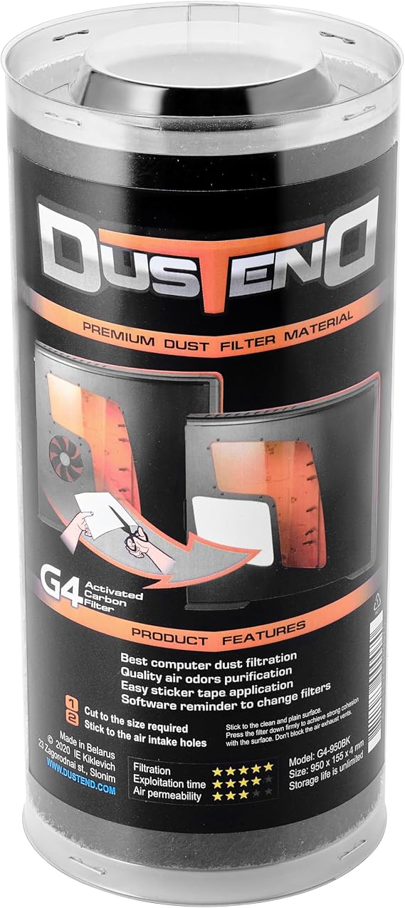 DustEND Activated-Carbon Computer Dust Filter, Model G4, Black