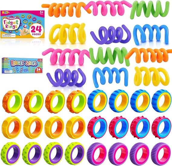24pcs Creative Fidget Sticks & 24pcs Fidget Rings