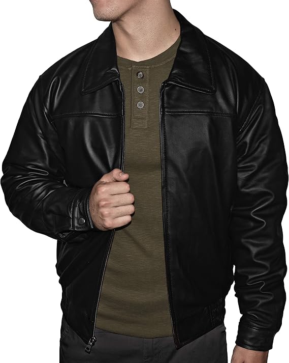 Victory Outfitters Men's Leather Jacket, Polyester Quilted Lining with Zip-Out Liner, Made from Lambskin or Cowskin Leather